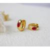 imageCrystal Huggie Cartilage Hoop Cuff Earrings  18k Gold Plated Gemstone Zircon CZ Earrings Preppy Dainty Jewelry Set Gift for Wife Mom DaughterRuby RedGold