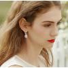 imageCrystal Zircon Drop Dangle Leverback Earrings Plated 18k Gold Teardrop Oval Pear Gemstone Birthstone Jewelry Set Gift for Wife Mom Daughter Girlfriend HerDiamond White