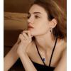 imageCrystal Zircon Drop Dangle Leverback Earrings Plated 18k Gold Teardrop Oval Pear Gemstone Birthstone Jewelry Set Gift for Wife Mom Daughter Girlfriend HerSapphire Blue