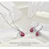 imageCrystal Zircon Drop Dangle Leverback Earrings Plated 18k Gold Teardrop Oval Pear Gemstone Birthstone Jewelry Set Gift for Wife Mom Daughter Girlfriend HerGarnet Red