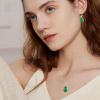 imageCrystal Zircon Drop Dangle Leverback Earrings Plated 18k Gold Teardrop Oval Pear Gemstone Birthstone Jewelry Set Gift for Wife Mom Daughter Girlfriend HerEmerald Green