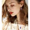imageCrystal Zircon Drop Dangle Leverback Earrings Plated 18k Gold Teardrop Oval Pear Gemstone Birthstone Jewelry Set Gift for Wife Mom Daughter Girlfriend HerAmethyst Violet Purple