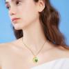 imageCrystal Zircon Moon Heart Pendant Crescent Necklace  Plated 18k Gold Gemstone Birthstone Statement Planet Diamond Jewelry Gift for Wife Mom Daughter GirlfriendEmerald Green