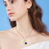 imageCrystal Zircon Moon Heart Pendant Crescent Necklace  Plated 18k Gold Gemstone Birthstone Statement Planet Diamond Jewelry Gift for Wife Mom Daughter GirlfriendSapphire Blue