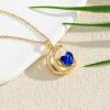 imageCrystal Zircon Moon Heart Pendant Crescent Necklace  Plated 18k Gold Gemstone Birthstone Statement Planet Diamond Jewelry Gift for Wife Mom Daughter GirlfriendSapphire Blue
