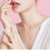 imageCrystal Zircon Moon Heart Pendant Crescent Necklace  Plated 18k Gold Gemstone Birthstone Statement Planet Diamond Jewelry Gift for Wife Mom Daughter GirlfriendPink