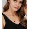 imageCrystal Zircon Moon Heart Pendant Crescent Necklace  Plated 18k Gold Gemstone Birthstone Statement Planet Diamond Jewelry Gift for Wife Mom Daughter GirlfriendRuby Red