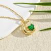 imageCrystal Zircon Moon Heart Pendant Crescent Necklace  Plated 18k Gold Gemstone Birthstone Statement Planet Diamond Jewelry Gift for Wife Mom Daughter GirlfriendEmerald Green