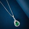 imageCrystal Zircon Pendant 925 Sterling Silver Necklace  Teardrop Pear Oval Gemstone Birthstone Jewelry Gift for Wife Mom Daughter GirlfriendEmerald Green