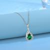imageCrystal Zircon Pendant 925 Sterling Silver Necklace  Teardrop Pear Oval Gemstone Birthstone Jewelry Gift for Wife Mom Daughter GirlfriendEmerald Green