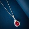 imageCrystal Zircon Pendant 925 Sterling Silver Necklace  Teardrop Pear Oval Gemstone Birthstone Jewelry Gift for Wife Mom Daughter GirlfriendRuby Red