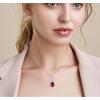 imageCrystal Zircon Pendant 925 Sterling Silver Necklace  Teardrop Pear Oval Gemstone Birthstone Jewelry Gift for Wife Mom Daughter GirlfriendRuby Red
