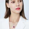 imageCrystal Zircon Pendant 925 Sterling Silver Necklace  Teardrop Pear Oval Gemstone Birthstone Jewelry Gift for Wife Mom Daughter GirlfriendRuby Red