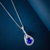 imageCrystal Zircon Pendant 925 Sterling Silver Necklace  Teardrop Pear Oval Gemstone Birthstone Jewelry Gift for Wife Mom Daughter GirlfriendSapphire Blue