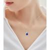 imageCrystal Zircon Pendant 925 Sterling Silver Necklace  Teardrop Pear Oval Gemstone Birthstone Jewelry Gift for Wife Mom Daughter GirlfriendSapphire Blue