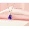 imageCrystal Zircon Pendant Necklace Plated 18k Gold Teardrop Oval Pear Gemstone Birthstone Jewelry Set Gift for Wife Mom Daughter Girlfriend HerAmethyst Violet Purple