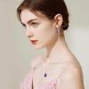 imageCrystal Zircon Pendant Necklace Plated 18k Gold Teardrop Oval Pear Gemstone Birthstone Jewelry Set Gift for Wife Mom Daughter Girlfriend HerAmethyst Violet Purple