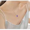 imageCrystal Zircon Pendant Necklace Plated 18k Gold Teardrop Oval Pear Gemstone Birthstone Jewelry Set Gift for Wife Mom Daughter Girlfriend HerAmethyst Violet Purple