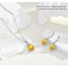 imageCrystal Zircon Pendant Necklace Plated 18k Gold Teardrop Oval Pear Gemstone Birthstone Jewelry Set Gift for Wife Mom Daughter Girlfriend HerCitrine Yellow