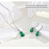 imageCrystal Zircon Pendant Necklace Plated 18k Gold Teardrop Oval Pear Gemstone Birthstone Jewelry Set Gift for Wife Mom Daughter Girlfriend HerEmerald Green