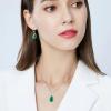 imageCrystal Zircon Pendant Necklace Plated 18k Gold Teardrop Oval Pear Gemstone Birthstone Jewelry Set Gift for Wife Mom Daughter Girlfriend HerEmerald Green
