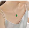 imageCrystal Zircon Pendant Necklace Plated 18k Gold Teardrop Oval Pear Gemstone Birthstone Jewelry Set Gift for Wife Mom Daughter Girlfriend HerEmerald Green