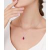 imageCrystal Zircon Pendant Necklace Plated 18k Gold Teardrop Oval Pear Gemstone Birthstone Jewelry Set Gift for Wife Mom Daughter Girlfriend HerGarnet Red