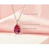 imageCrystal Zircon Pendant Necklace Plated 18k Gold Teardrop Oval Pear Gemstone Birthstone Jewelry Set Gift for Wife Mom Daughter Girlfriend HerGarnet Red