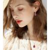 imageCrystal Zircon Pendant Necklace Plated 18k Gold Teardrop Oval Pear Gemstone Birthstone Jewelry Set Gift for Wife Mom Daughter Girlfriend HerGarnet Red