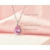 imageCrystal Zircon Pendant Necklace Plated 18k Gold Teardrop Oval Pear Gemstone Birthstone Jewelry Set Gift for Wife Mom Daughter Girlfriend HerPink