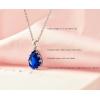 imageCrystal Zircon Pendant Necklace Plated 18k Gold Teardrop Oval Pear Gemstone Birthstone Jewelry Set Gift for Wife Mom Daughter Girlfriend HerSapphire Blue