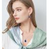 imageCrystal Zircon Pendant Necklace Plated 18k Gold Teardrop Oval Pear Gemstone Birthstone Jewelry Set Gift for Wife Mom Daughter Girlfriend HerSapphire Blue