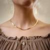 imageTrendy Separate Layered Choker Pendant Necklace  18k Gold Plated Snake Herringbone Flat Stackable Chain Rectangle Gemstone Crystal Zircon Necklace  Preppy Dainty Jewelry Set GiftRuby Red