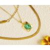 imageTrendy Separate Layered Choker Pendant Necklace  18k Gold Plated Snake Herringbone Flat Stackable Chain Rectangle Gemstone Crystal Zircon Necklace  Preppy Dainty Jewelry Set GiftLight Green