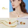 imageTrendy Separate Layered Choker Pendant Necklace  18k Gold Plated Snake Herringbone Flat Stackable Chain Rectangle Gemstone Crystal Zircon Necklace  Preppy Dainty Jewelry Set GiftRuby Red