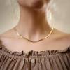 imageTrendy Separate Layered Choker Pendant Necklace  18k Gold Plated Snake Herringbone Flat Stackable Chain Rectangle Gemstone Crystal Zircon Necklace  Preppy Dainty Jewelry Set GiftLight Green