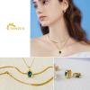 imageTrendy Separate Layered Choker Pendant Necklace  18k Gold Plated Snake Herringbone Flat Stackable Chain Rectangle Gemstone Crystal Zircon Necklace  Preppy Dainty Jewelry Set GiftSapphire Blue