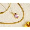 imageTrendy Separate Layered Choker Pendant Necklace  18k Gold Plated Snake Herringbone Flat Stackable Chain Rectangle Gemstone Crystal Zircon Necklace  Preppy Dainty Jewelry Set GiftPink