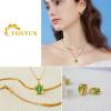 imageTrendy Separate Layered Choker Pendant Necklace  18k Gold Plated Snake Herringbone Flat Stackable Chain Rectangle Gemstone Crystal Zircon Necklace  Preppy Dainty Jewelry Set GiftLight Green