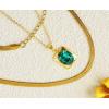 imageTrendy Separate Layered Choker Pendant Necklace  18k Gold Plated Snake Herringbone Flat Stackable Chain Rectangle Gemstone Crystal Zircon Necklace  Preppy Dainty Jewelry Set GiftEmerald Green