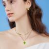 imageTrendy Separate Layered Choker Pendant Necklace  18k Gold Plated Snake Herringbone Flat Stackable Chain Rectangle Gemstone Crystal Zircon Necklace  Preppy Dainty Jewelry Set GiftLight Green