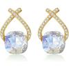 imageAustrian Crystal Drop Dangle Earrings  Plated 18KRose Gold Zircon Gemstone Birthstone Hanging Dangly Stud Earrings Jewelry Gift for Wife Mom Daughter GirlfriendWhiteGold