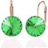 imageAustrian Crystal Round Drop Dangle Leverback Earrings  Plated 18KRose Gold Zircon Gemstone Birthstone Hoop Hanging Dangly Earrings Jewelry Gift for Wife Mom Daughter GirlfriendLight GreenRose Gold