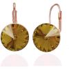 imageAustrian Crystal Round Drop Dangle Leverback Earrings  Plated 18KRose Gold Zircon Gemstone Birthstone Hoop Hanging Dangly Earrings Jewelry Gift for Wife Mom Daughter GirlfriendChampagneRose Gold