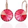 imageAustrian Crystal Round Drop Dangle Leverback Earrings  Plated 18KRose Gold Zircon Gemstone Birthstone Hoop Hanging Dangly Earrings Jewelry Gift for Wife Mom Daughter GirlfriendGarnetRose Gold