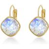 imageAustrian Crystal Square Drop Dangle Leverback Earrings  Plated 18KRose Gold Zircon Gemstone Birthstone Hoop Hanging Dangly Earrings Jewelry Gift for Wife Mom Daughter GirlfriendWhiteGold