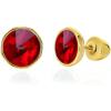 imageCrystal Gemstone Stud Earrings  18k Gold Plated Zircon CZ Birthstone Earrings  Preppy Dainty Jewelry Set Gift for Wife Mom Daughter GirlfriendRuby RedGold