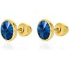 imageCrystal Gemstone Stud Earrings  18k Gold Plated Zircon CZ Birthstone Earrings  Preppy Dainty Jewelry Set Gift for Wife Mom Daughter GirlfriendSapphire BlueGold