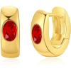 imageCrystal Huggie Cartilage Hoop Cuff Earrings  18k Gold Plated Gemstone Zircon CZ Earrings Preppy Dainty Jewelry Set Gift for Wife Mom DaughterRuby RedGold