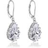 imageCrystal Zircon Drop Dangle Leverback Earrings Plated 18k Gold Teardrop Oval Pear Gemstone Birthstone Jewelry Set Gift for Wife Mom Daughter Girlfriend HerDiamond White